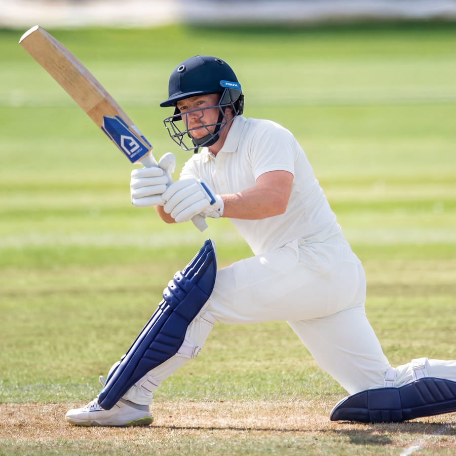 Cricket Player wearing protective 